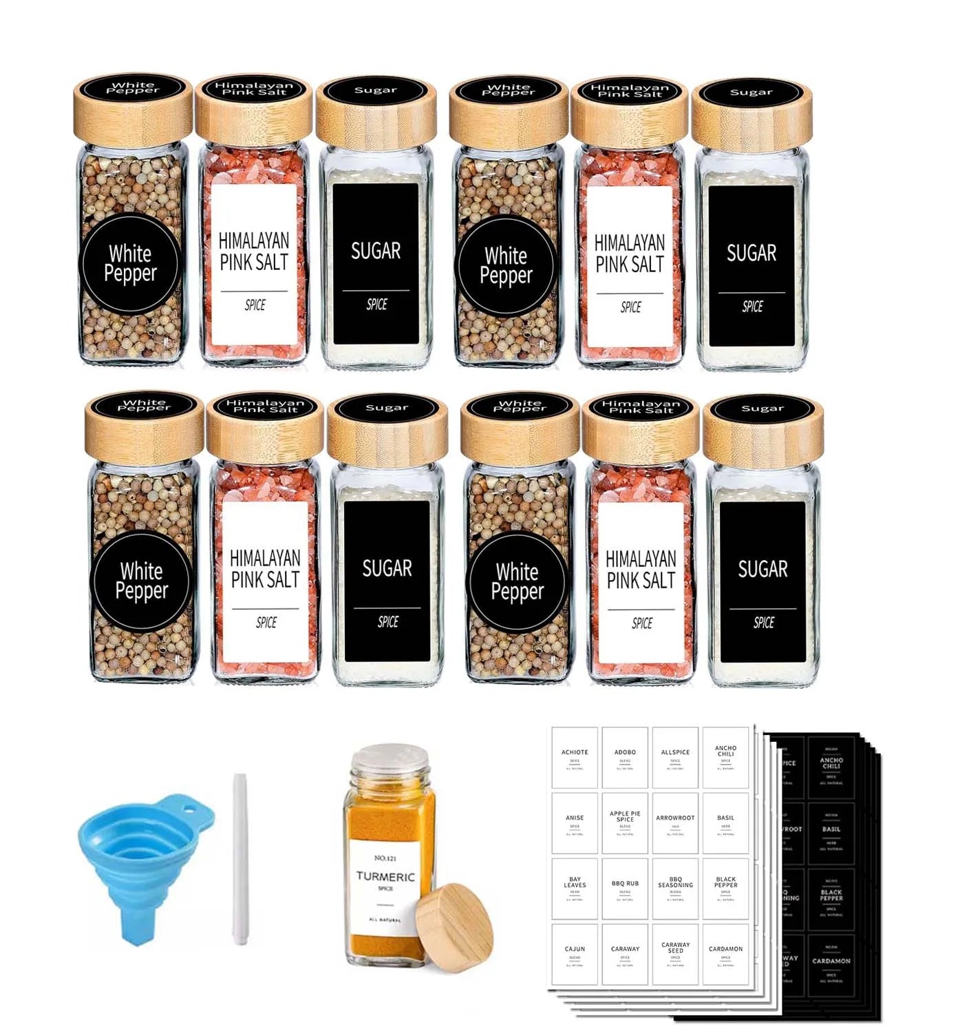Empty 120ml Fresh Custom Logo Seasoning Square Kitchen Glass Spice Jars with Bamboo Lid