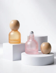 Premium 10ml Frosted Glass Roller Bottles with Wooden Lid Leakproof Refillable Vials for Essential Oil & Hair Oil