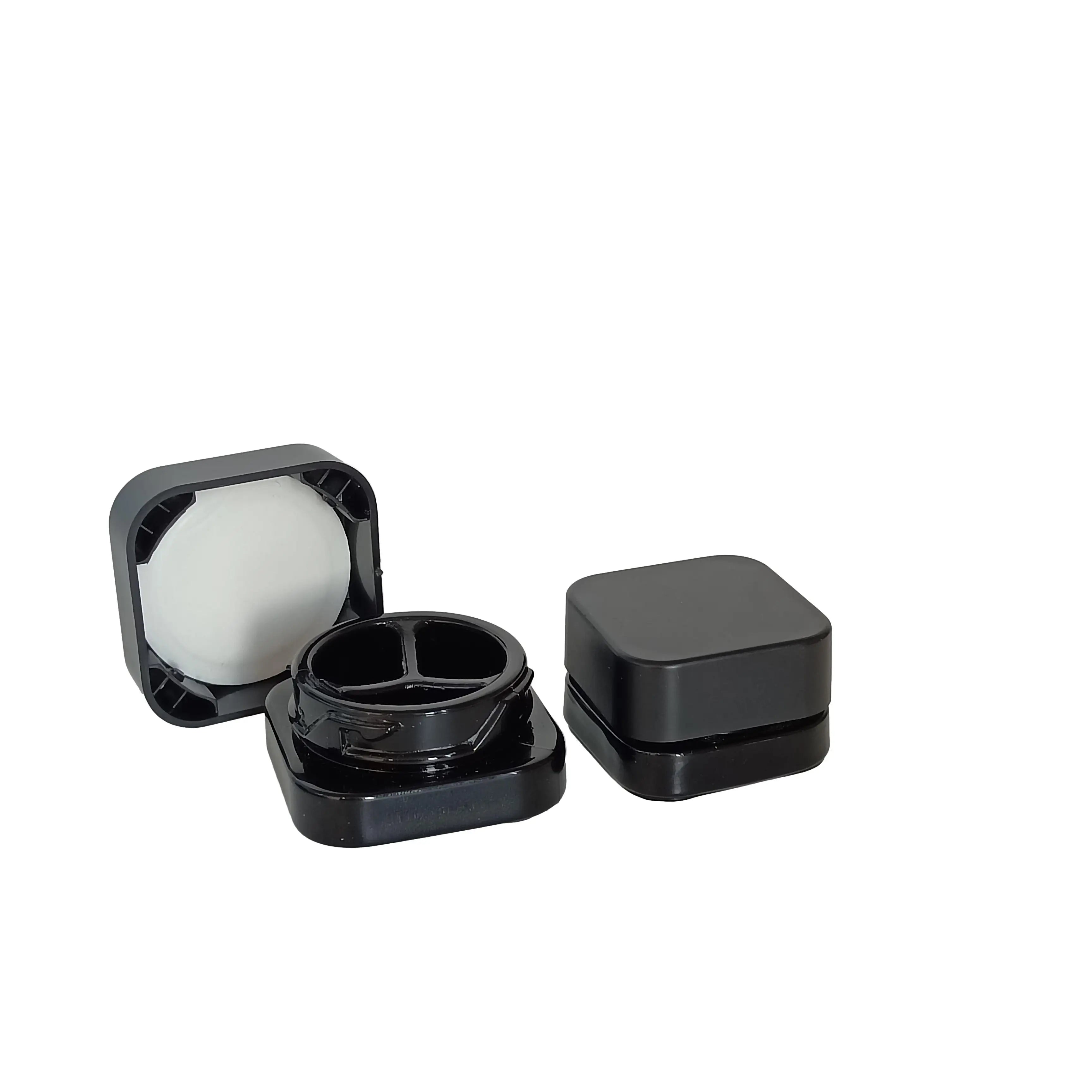 3ml 5ml 7ml 9ml White Black Porcelain Custom square Round Divider Two Compartment Concentrate Jars with CRC Lid - 图片 6