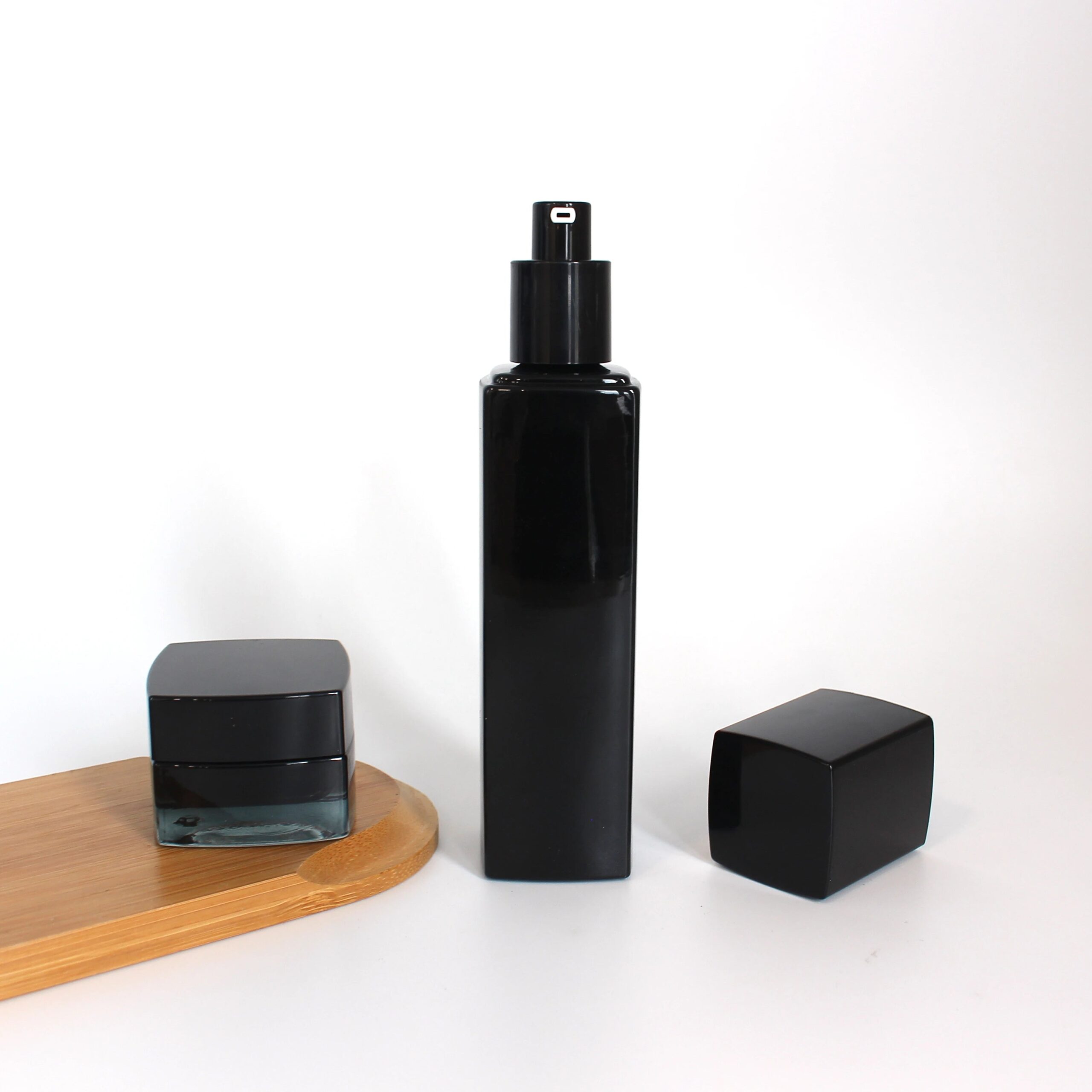 100ml 120ml square Cosmetic Luxury Essential Oil Hair Seum Skin Care Glass Pump Lotion Bottle Custom OEM - 图片 2