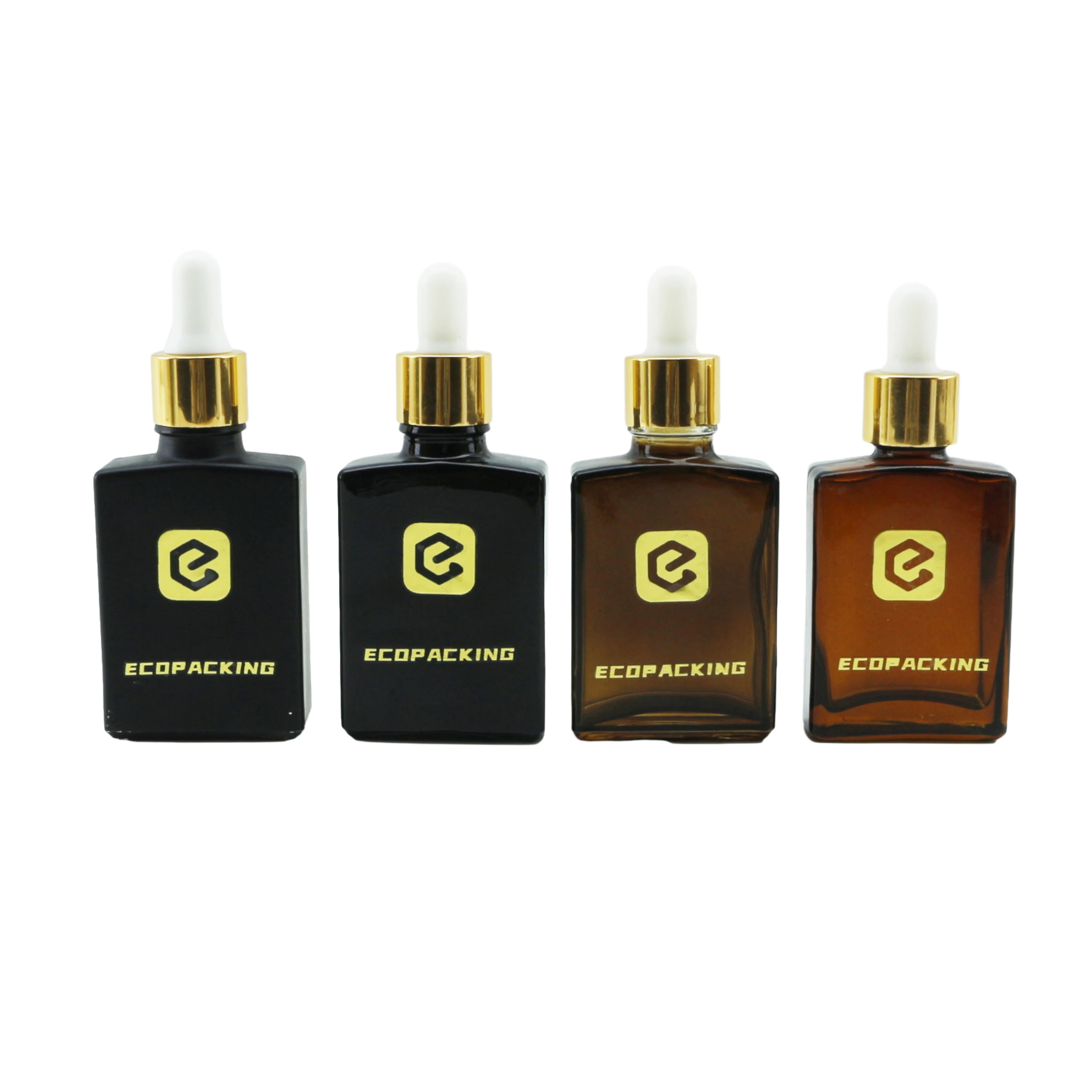 15ml 30ml 50ml 100ml Cosmetic Essential Oil square Dropper Glass Bottle with Bamboo Cap for Serum Package - 图片 6
