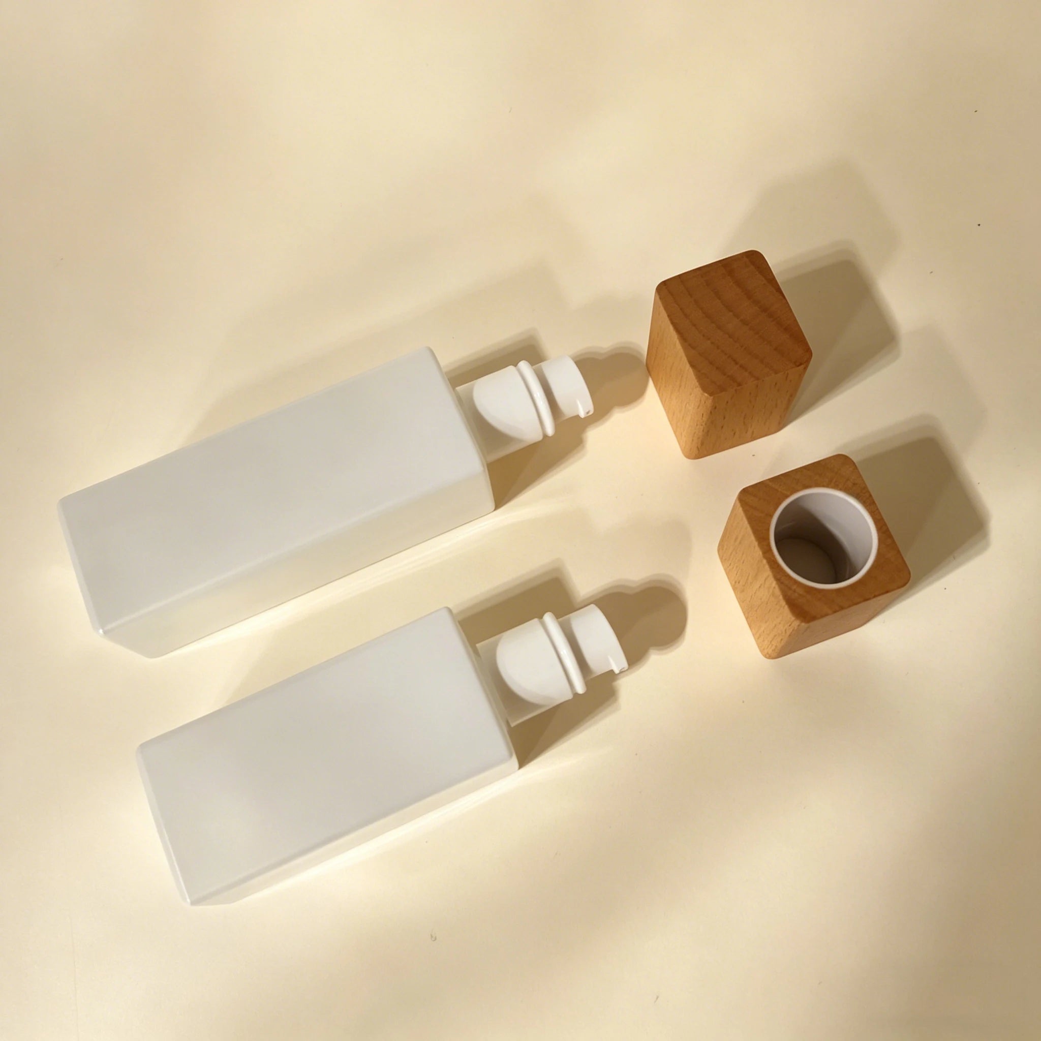 Luxury Empty square Glass Bottle with Wooden Lid for Oil Lotion Serum Packaging 20ml 30ml 50ml 100ml 120ml - 图片 2