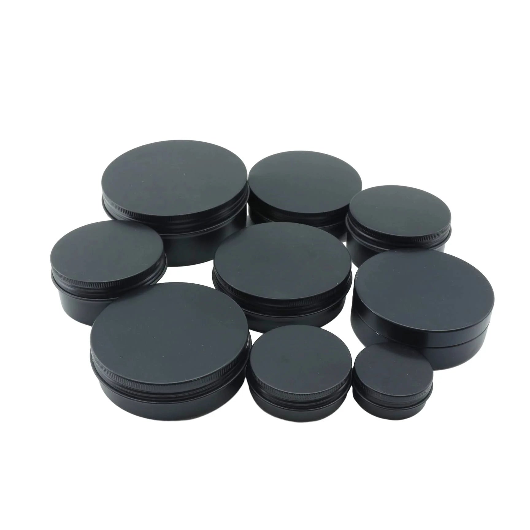 1oz 2oz 4oz 5oz 6oz Matt Black Round Aluminum Tin Can Cosmetic Pomade Container Aluminum Jar Box - 图片 5