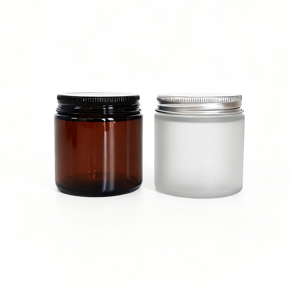 1 oz 2 oz 3 oz 4 oz 8 oz Amber Glass Candle Jars with Black Aluminum Metal Lids - 图片 5