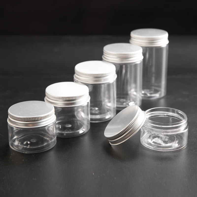Transparent Container 100ml 120ml 150ml 200ml 250ml 300ml Plastic Food Jar with Aluminum Screw Lid - 图片 7