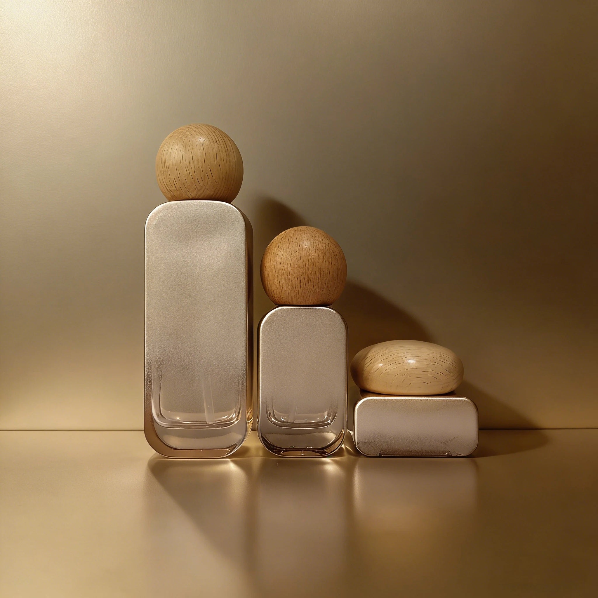 Luxury Square Cosmetic Set 30g/50g/100ml/50ml Glass Bottle Pump Flat Design Pearlescent Color Empty Skin Care Cream - 图片 3