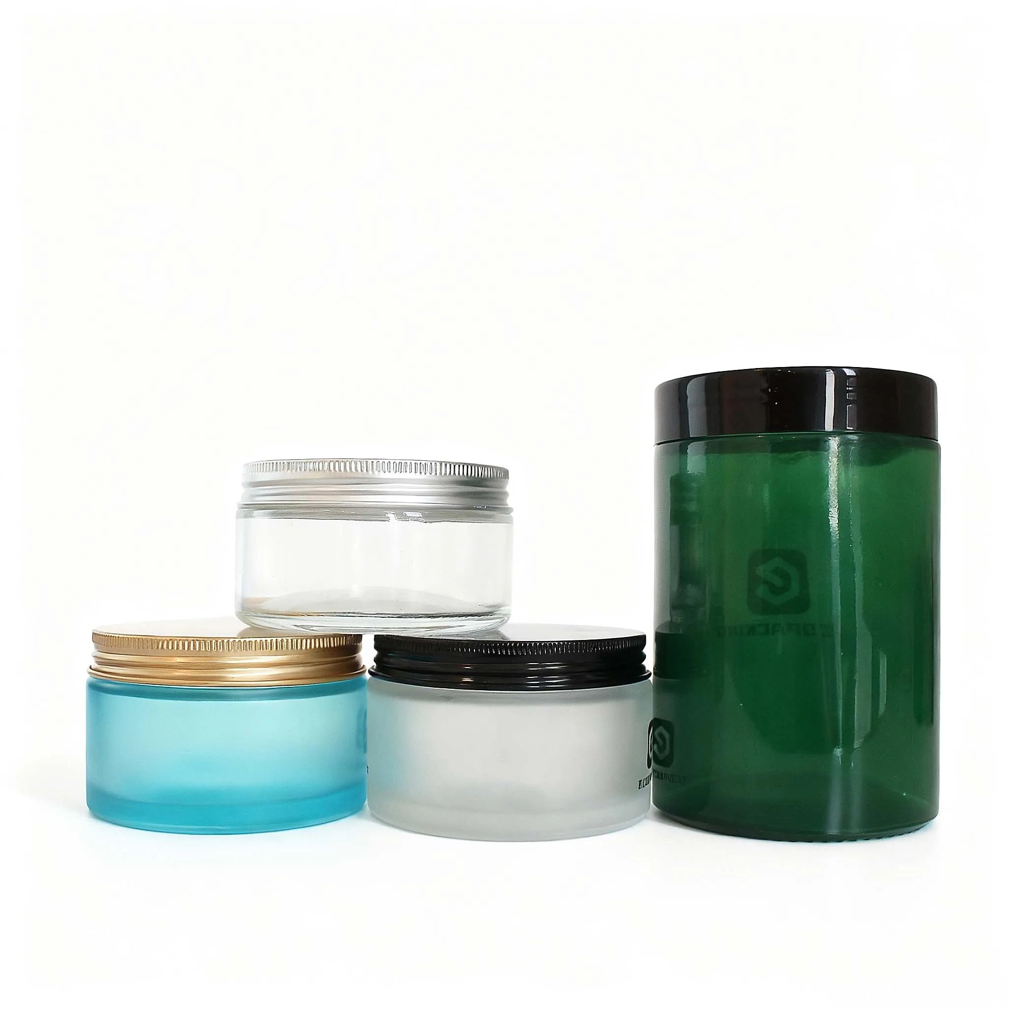 Body Butters Face Cream Frosted Large 200g 16oz Frosted Glass Jar with Lid Packaging - 图片 2