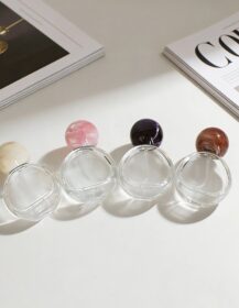 Custom 25ml Spherical Glass Perfume Bottle Refillable Empty Perfume Container with Colorful Cap