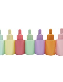 Green Blue Purple pink Colorful Custom logo Glass Bottle for Essential Oil Hair Serum Face Oil Lotion with Dropper 30ml 1oz