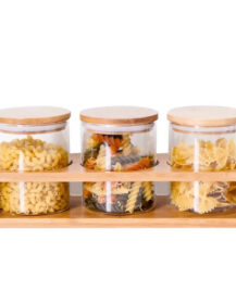Best Sale Kitchen Airtight Food Spice Glass Storage Jars Spice Jars Glass Food Storage Container With Bamboo Lids