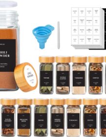 Wholesale Eco-Friendly Glass Bamboo Square Spice Jars Bamboo Lid 120ML Capacity Freshness Preservation for Kitchen Condiment