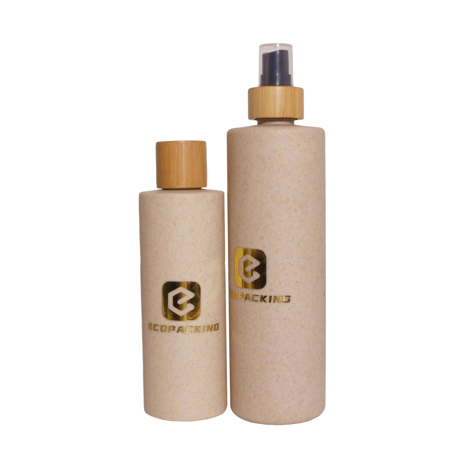 Empty Biodegradable Packaging Bottle 100ml 250ml 300ml 400ml 500ml Wheat Straw Bottle with Bamboo Lid - 图片 4