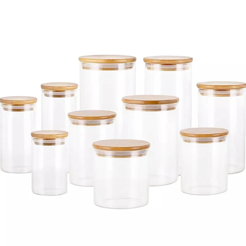 Wholesale Empty Kitchen Glass Storage Jar with Bamboo Acacia Lid for Food Saffron Tea Coffee Packaging - 图片 6