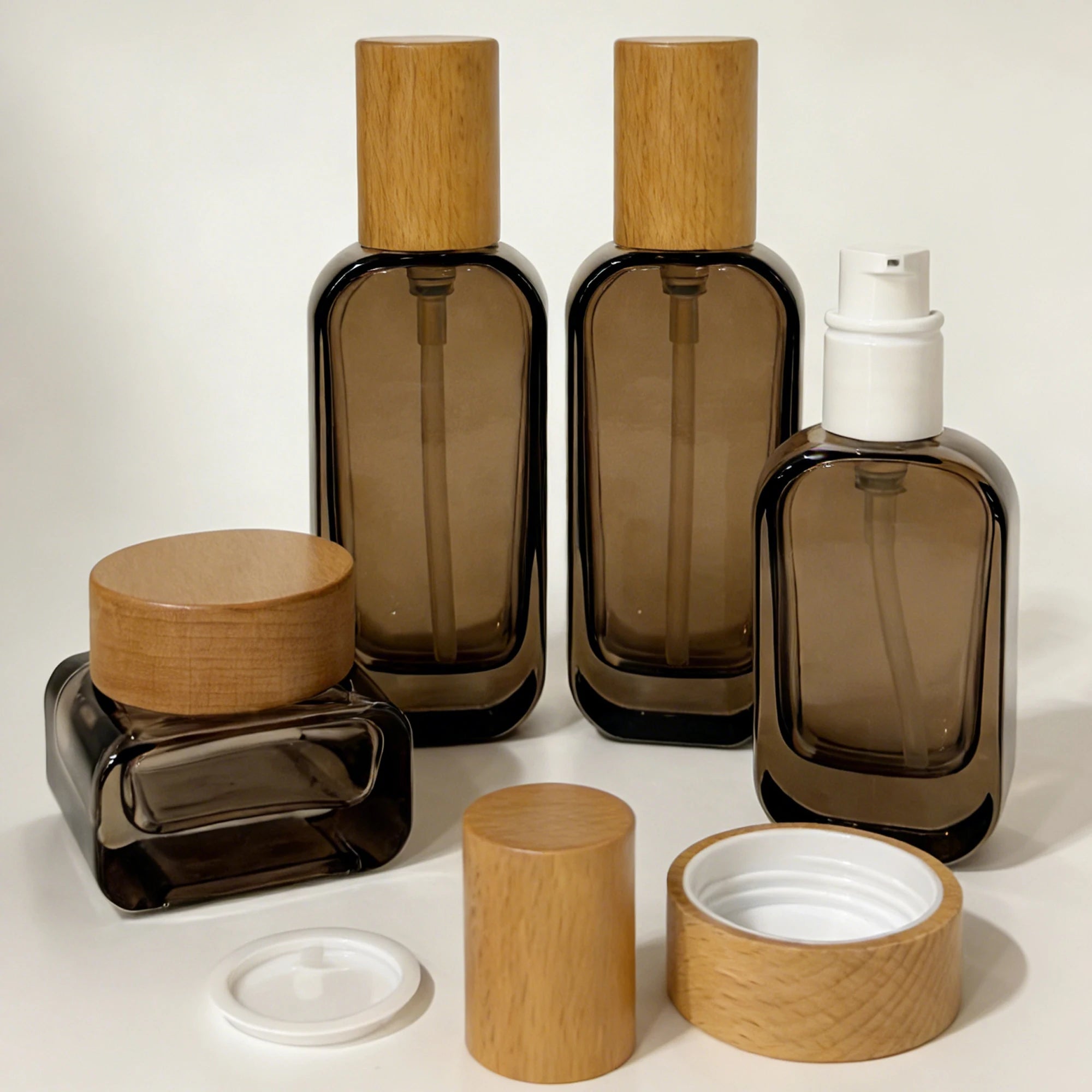 High-grade Skin Care Lotion Bottles and Cream Jars Set Gradient Orange Glass Lotion Pump Foundation Face Cream Cosmetic 888J - 图片 2