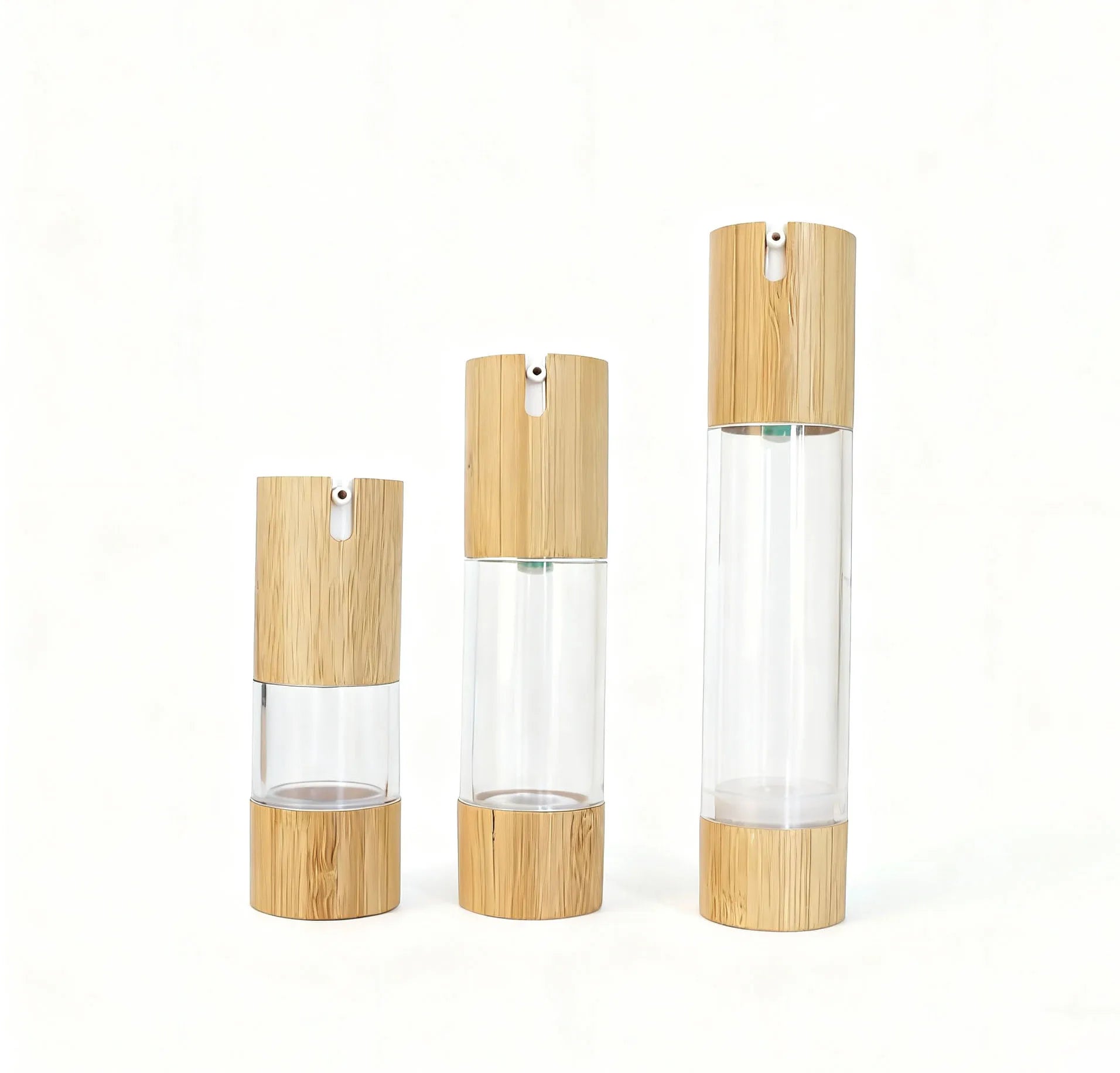Body Lotion Cream Cosmetic Bottle Packaging 30ml 50ml Bamboo Airless Pump Bottles for Serum - 图片 3