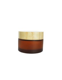 Small Frosted Amber 15ml/15g Glass Cream Jar Wooden Bamboo Lid Empty Cosmetic Container for Skin Care Packaging Plastic Cap
