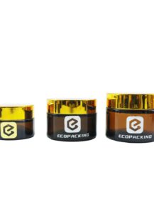 Empty Cosmetic Jar Amber Glass Face Cream Jar with Gold Lid
