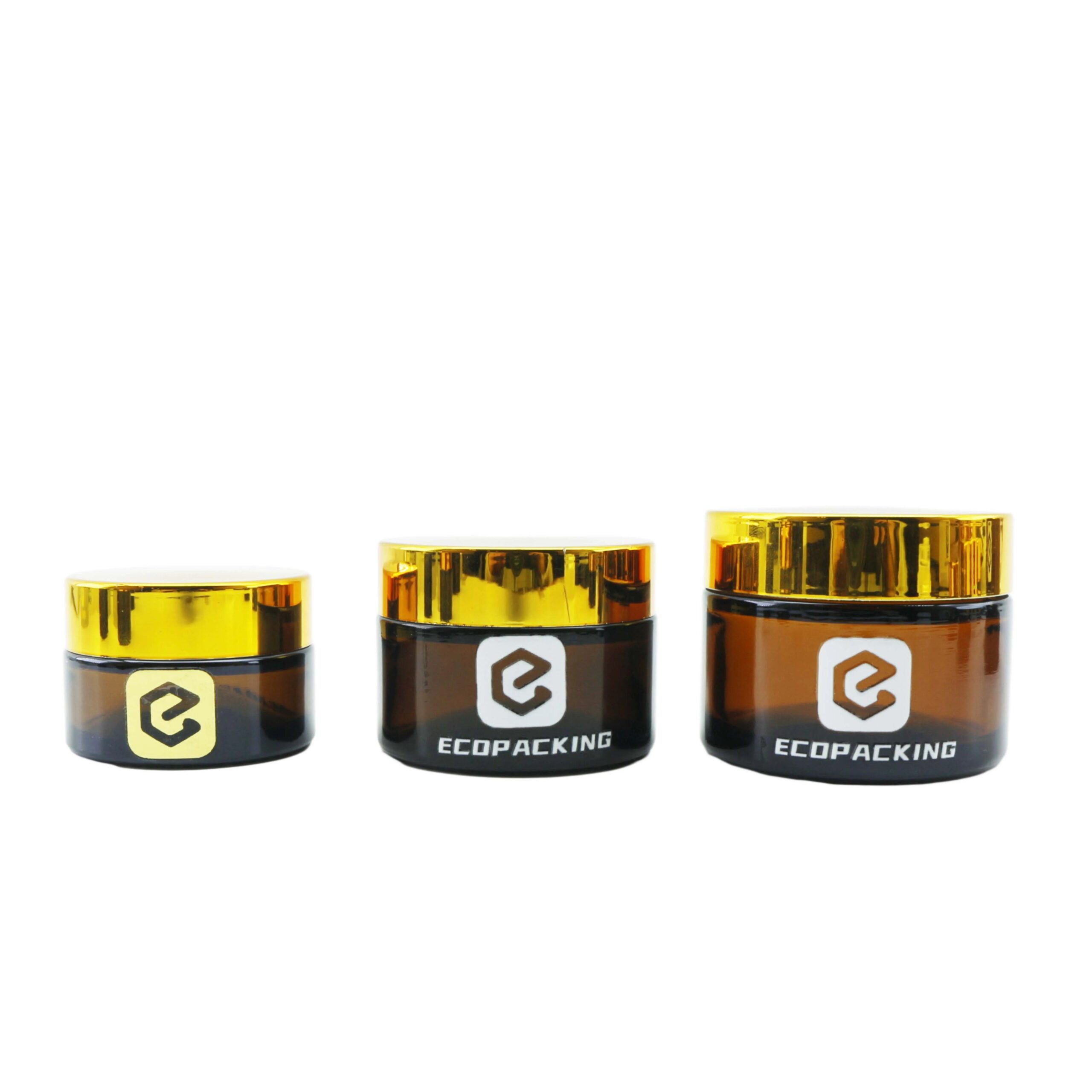 Empty Cosmetic Jar Amber Glass Face Cream Jar with Gold Lid