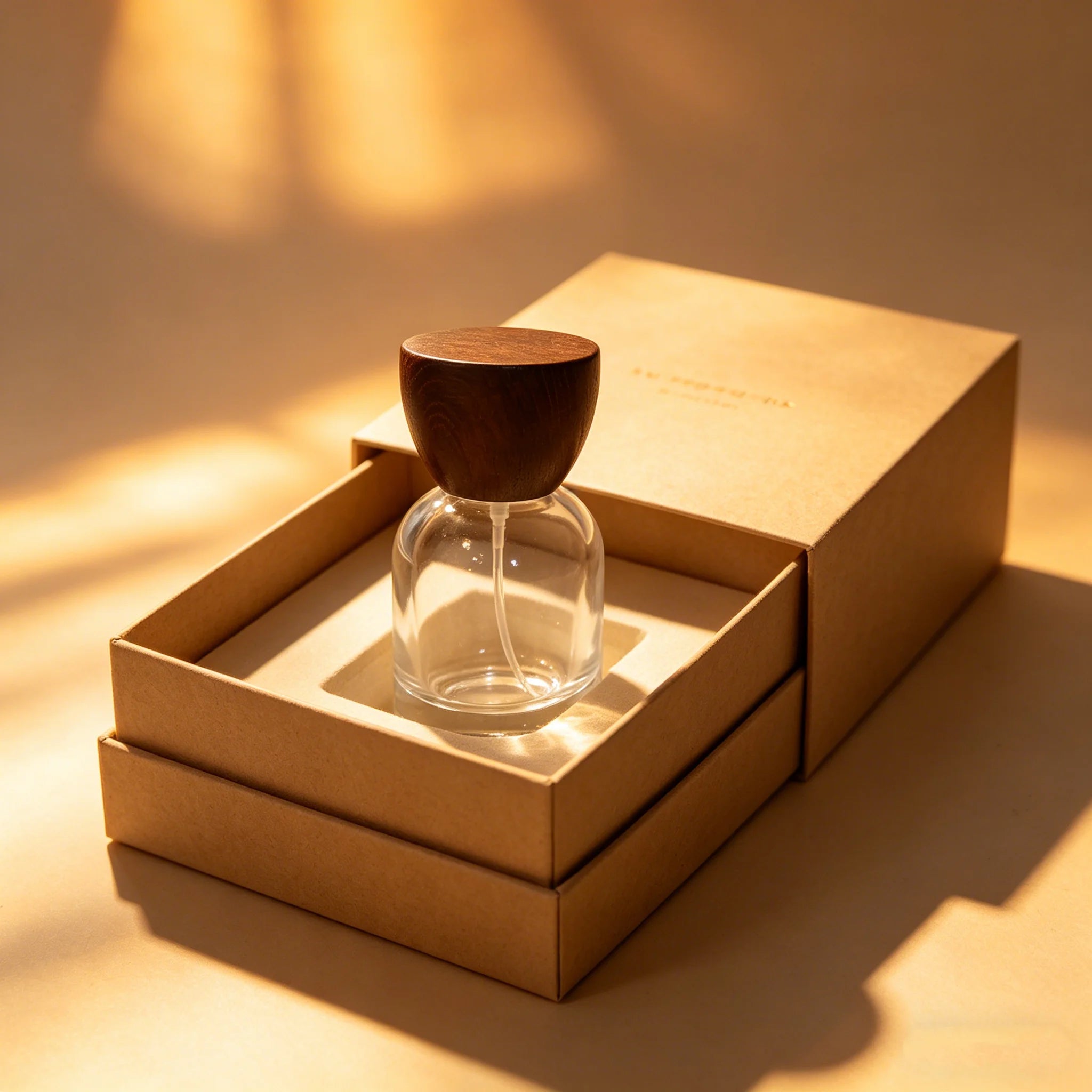Wholesale Luxury 30ml 50ml 100ml Amber Round Empty Glass Perfume Bottle with Wood Cap for Professional Distributors - 图片 4
