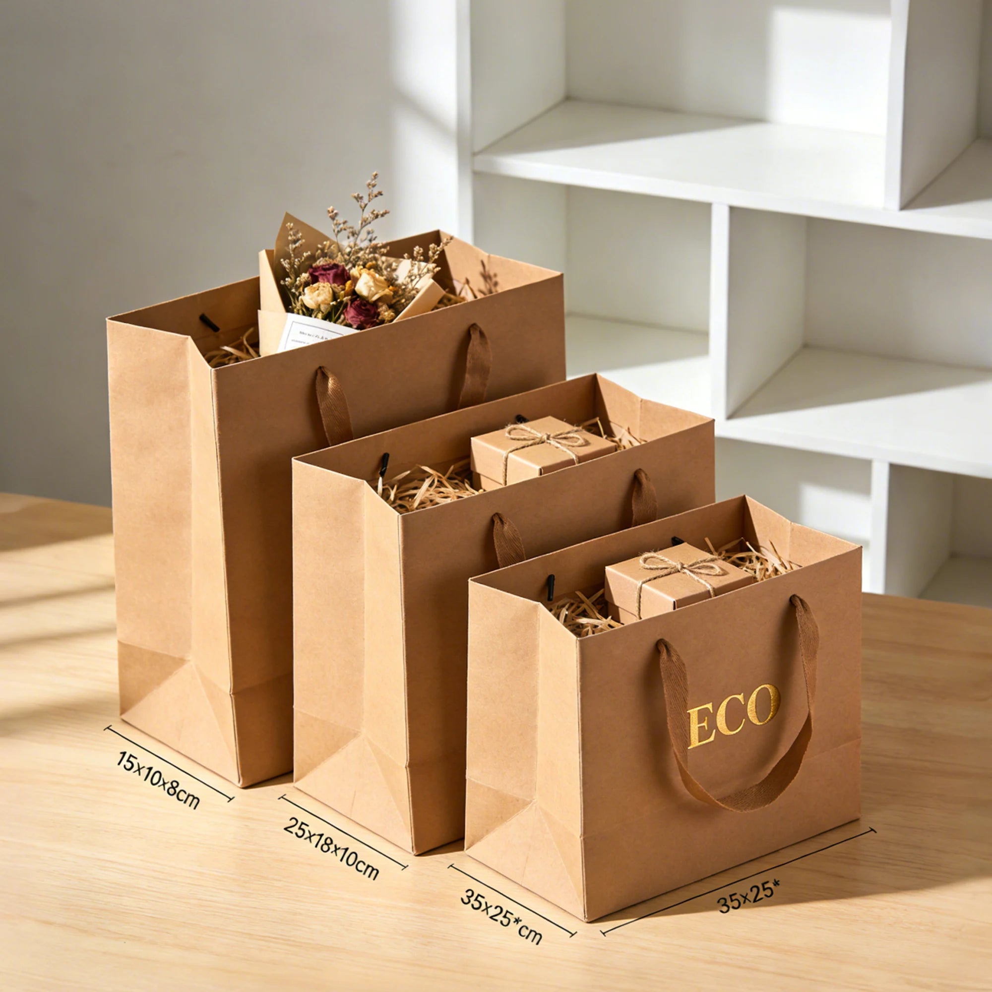 Biodegradable Recycled Paperboard Bag Eco-Friendly Custom Logo Supermarket Grocery Cosmetic Jewelry Packaging Gift Wrapping - 图片 2
