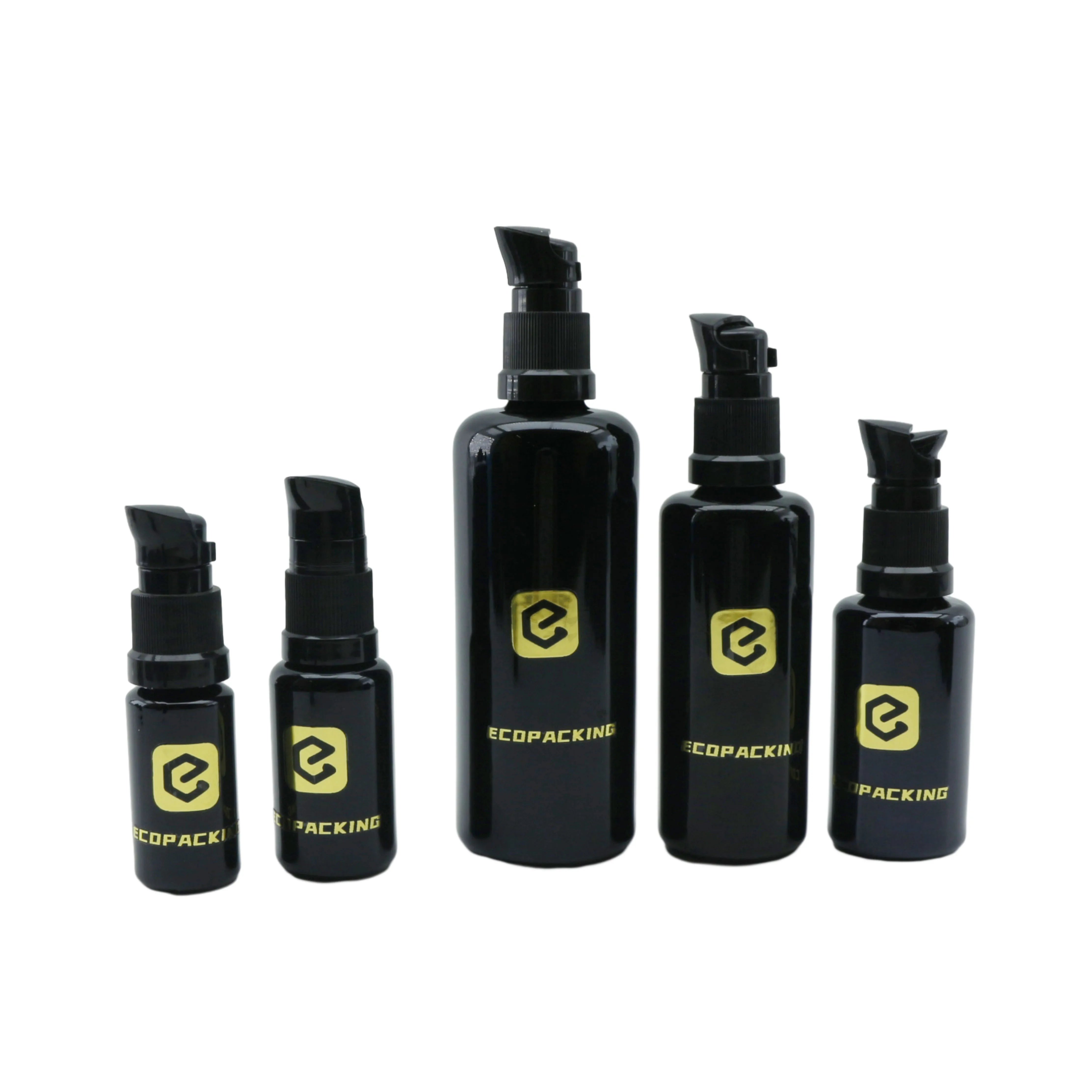Hot Sale Uv Violet Bottle 15ml 30ml 50ml 100ml Black Glass Lotion Bottle for Hair Oil - 图片 4