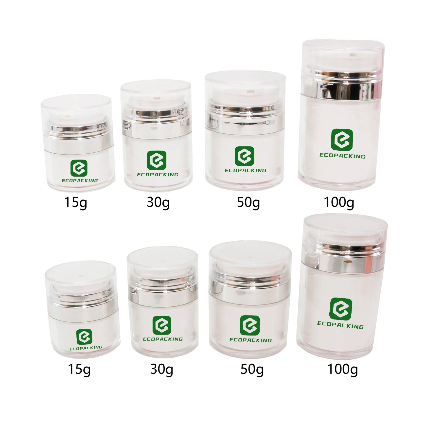 Luxury Cosmetic Airless Pump Jar 15ml 30ml 50ml 100ml Cream Airless Jar Refillable Plastic Airless Bottle Jar C888 - 图片 2
