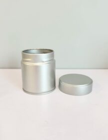 Round Matcha Tin Can Food Grade Matcha Tea Metal Tin Silver Metal Food Packaging Containers