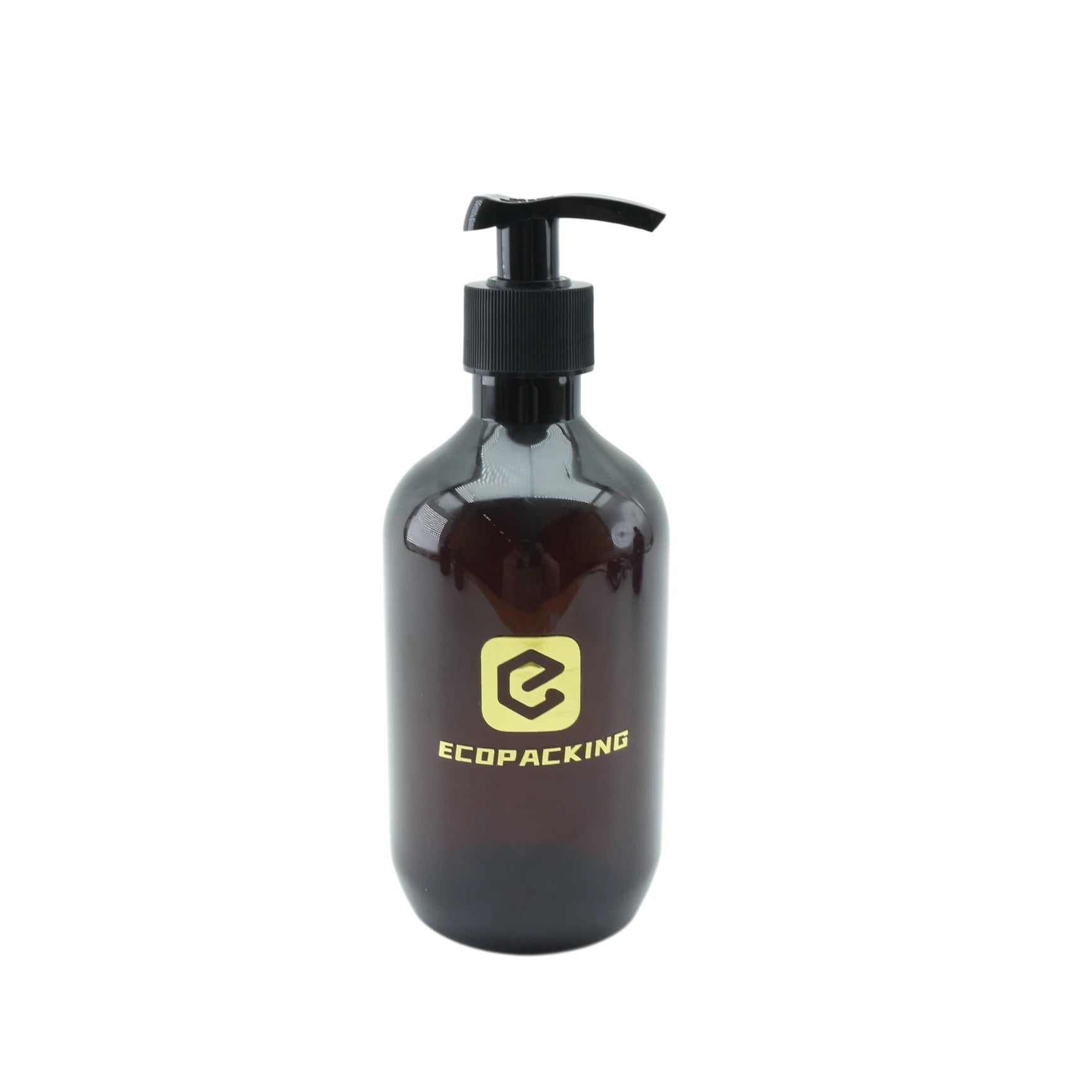 Refillable Lotion Pump Bottle 300ml 500ml Amber Brown Empty Shower Gel PET Plastic Shampoo Bottles with Pump Cap - 图片 3