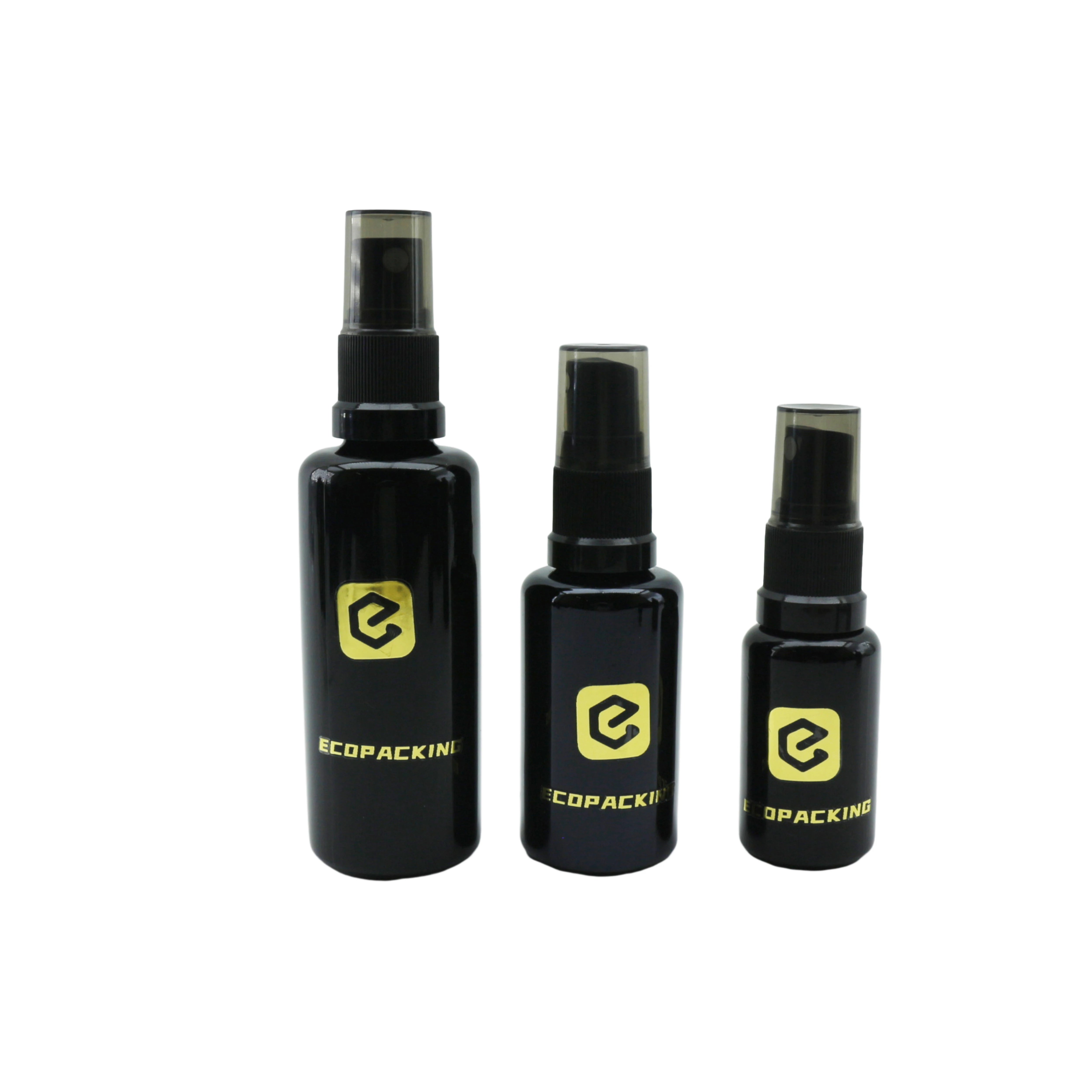 Ultra Violet Glass Spray Bottle 15ml 30ml 50ml 100ml Black Glass Bottle with Fine Mist Sprayer - 图片 4