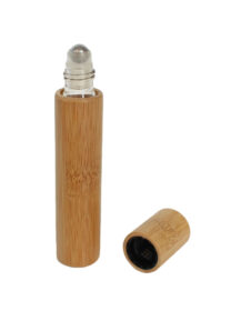 Wholesale 3ml 5ml 10ml Custom Perfume Oil Bamboo Roller Bottles Packaging Roll on Glass Bottle With Steel Roller for Perfume