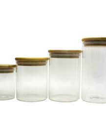 4oz 5oz 6oz High Airtight Borosilicate Glass Candle Jars Glass Storage Jar with Bamboo Lid R888