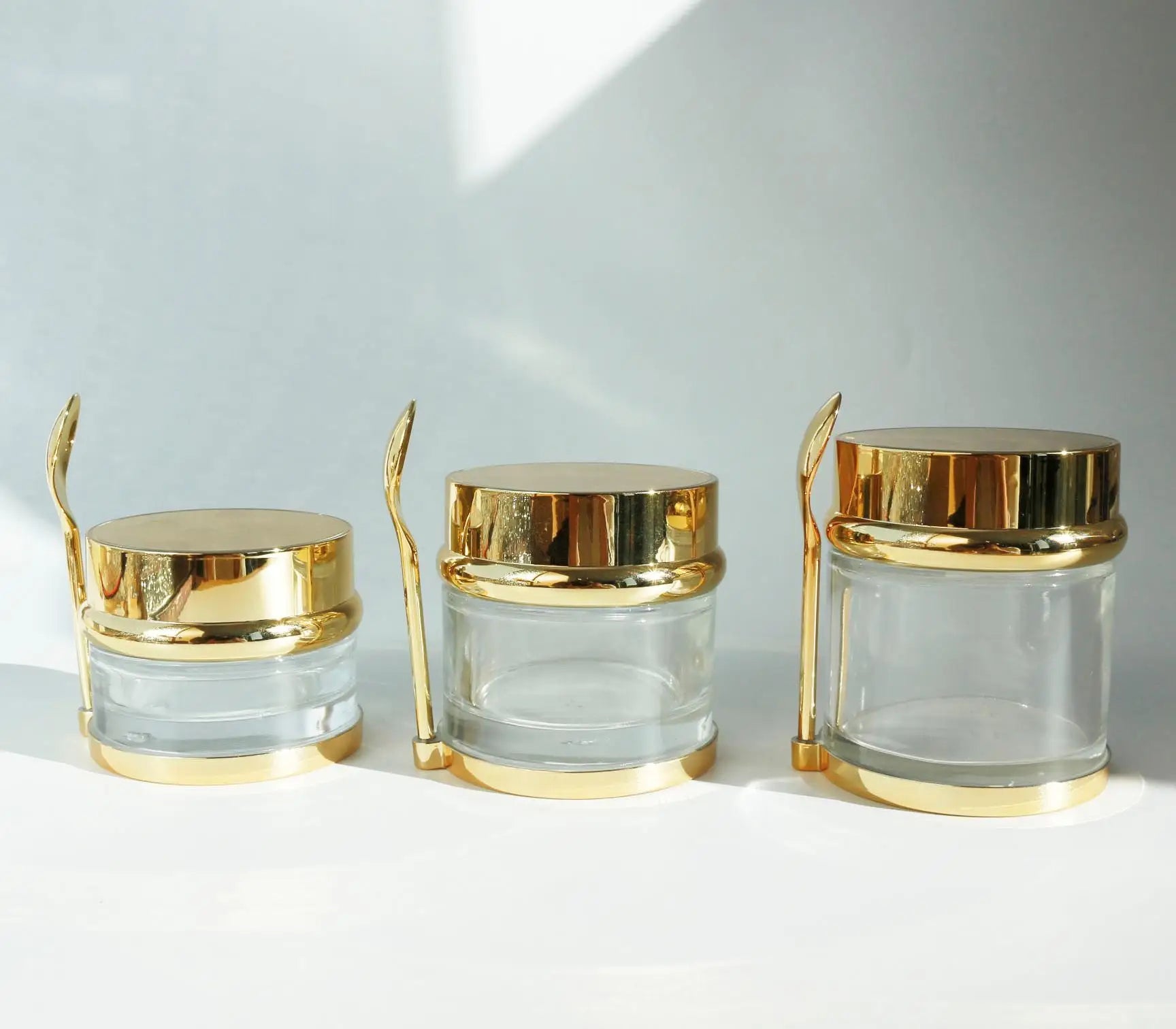 Luxury Glass Jars for Skincare Empty Glass Cosmetic Jar Gold Lid 30g 50g 80g Cream Jars Packaging - 图片 2