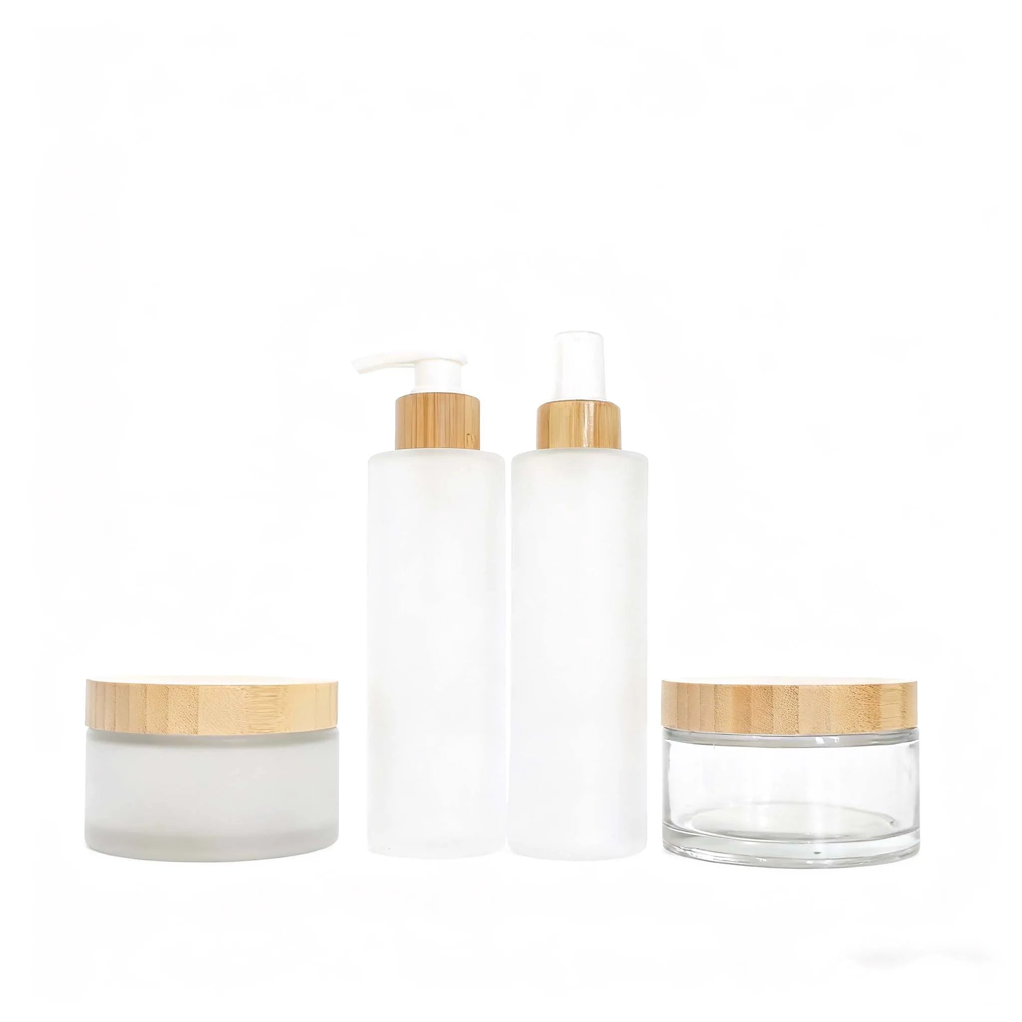 Cosmetic Skincare Packaging Frosted 200ml Lotion Pump Fine Mist Glass Spray Bottle and Jar