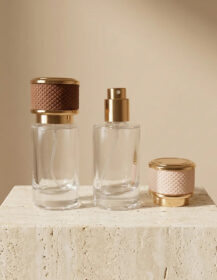 Complete Collection Premium Glass Perfume Bottle Set Various Sizes and Cap Textures for Cosmetic Brands