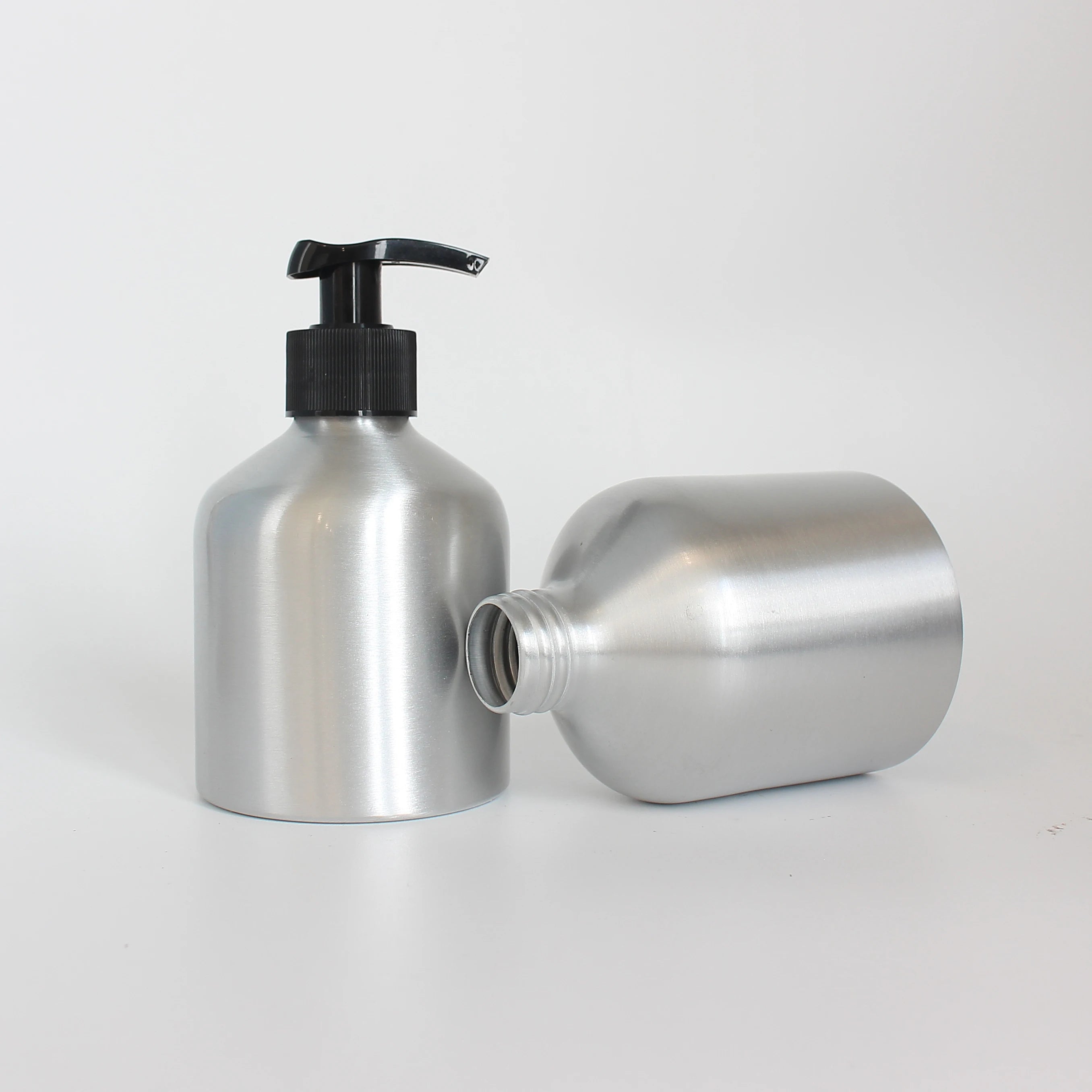 Cosmetic Metal Round Empty Aluminum Bottle with Lotion Pump for Skin Care Hair Care Shampoo Packaging - 图片 3