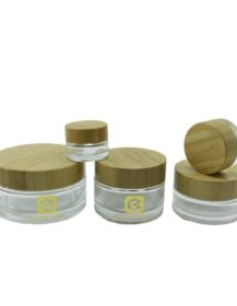 5g/10g/15g/30g/50g/100g Matte clear Glass Jars for Cosmetic Containers and Packaging with Bamboo Lid