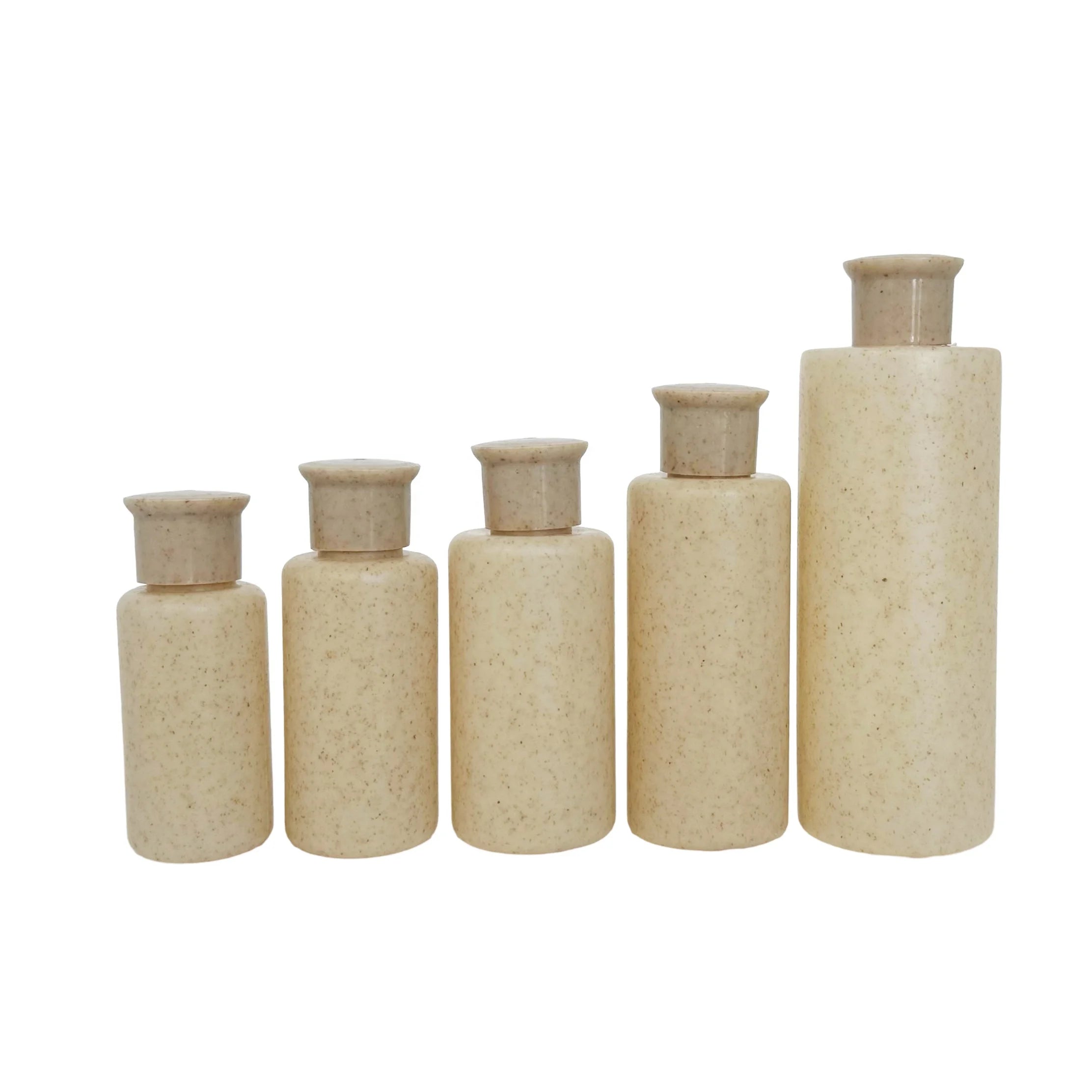 Eco Friendly Bio Wheat Straw Plastic Compostable Pump Shampoo Squeeze Bottle for Soap Oil Cosmetic 30ml 50ml 100ml 250ml 500ml - 图片 3