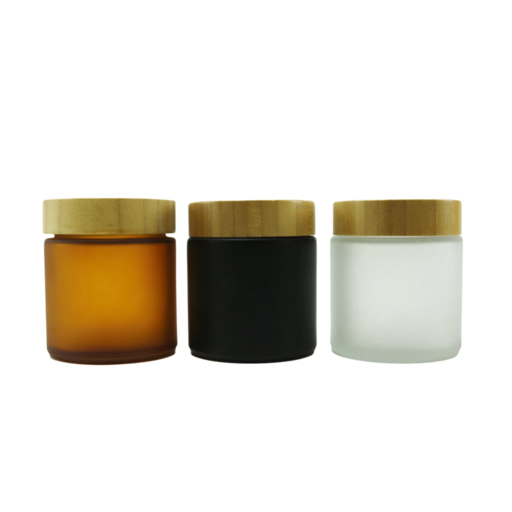 250ml 8oz Frosted Amber Black Glass Jars With Bamboo Lid for Bulk Products - 图片 6