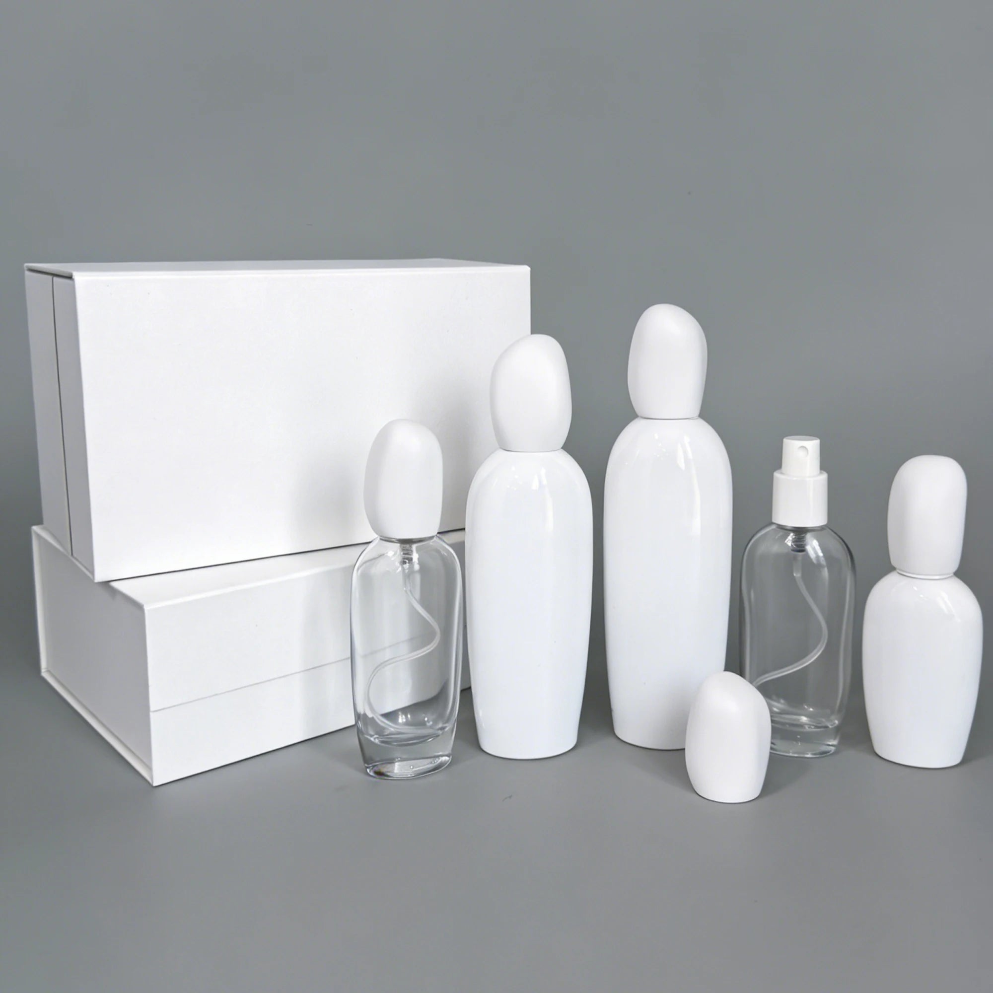 Gorgeous Bright White Glass Lotion Bottles Pump Top Wholesale Skincare Packaging Face Cream Serum Body Lotion 888J - 图片 6
