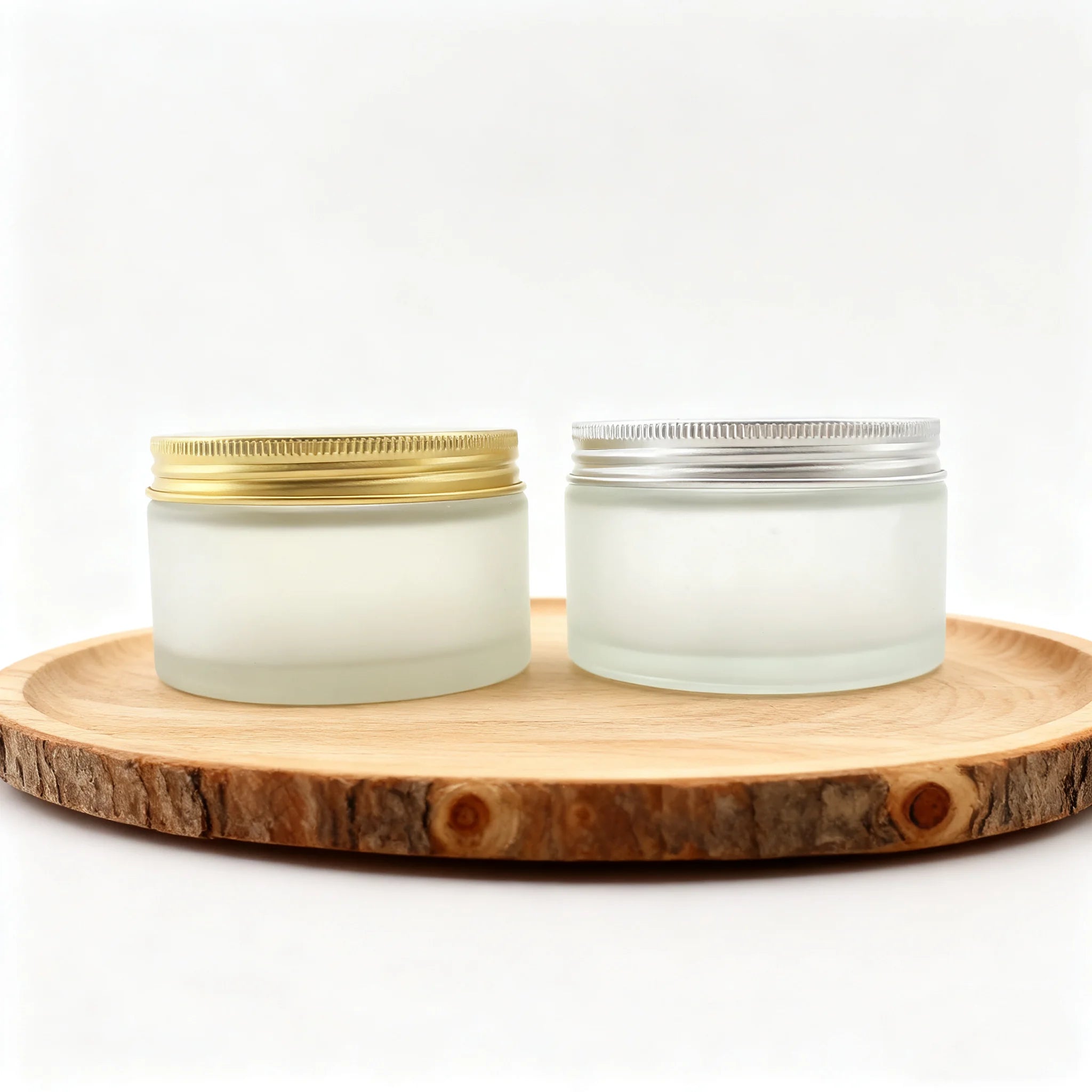 Natural Round Glass Cosmetic Cream Jars With Wood Cap 200ml Bamboo Top for Scrub Cosmetic Jar - 图片 3