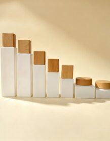 Empty Luxury Wooden Lid Glass Cosmetic Lotion Serum Bottle square 20ml 30ml 50ml 100ml 120ml