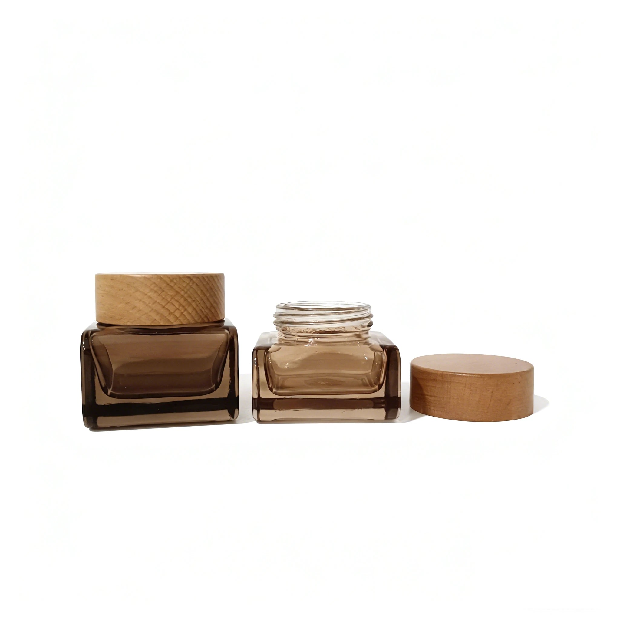 30g 50g Skincare Packaging Glass Face Cream Jar 30ml 50ml 100ml 120ml Lotion Pump Serum Oil Cosmetic Glass Bottle with Wood Lid - 图片 6