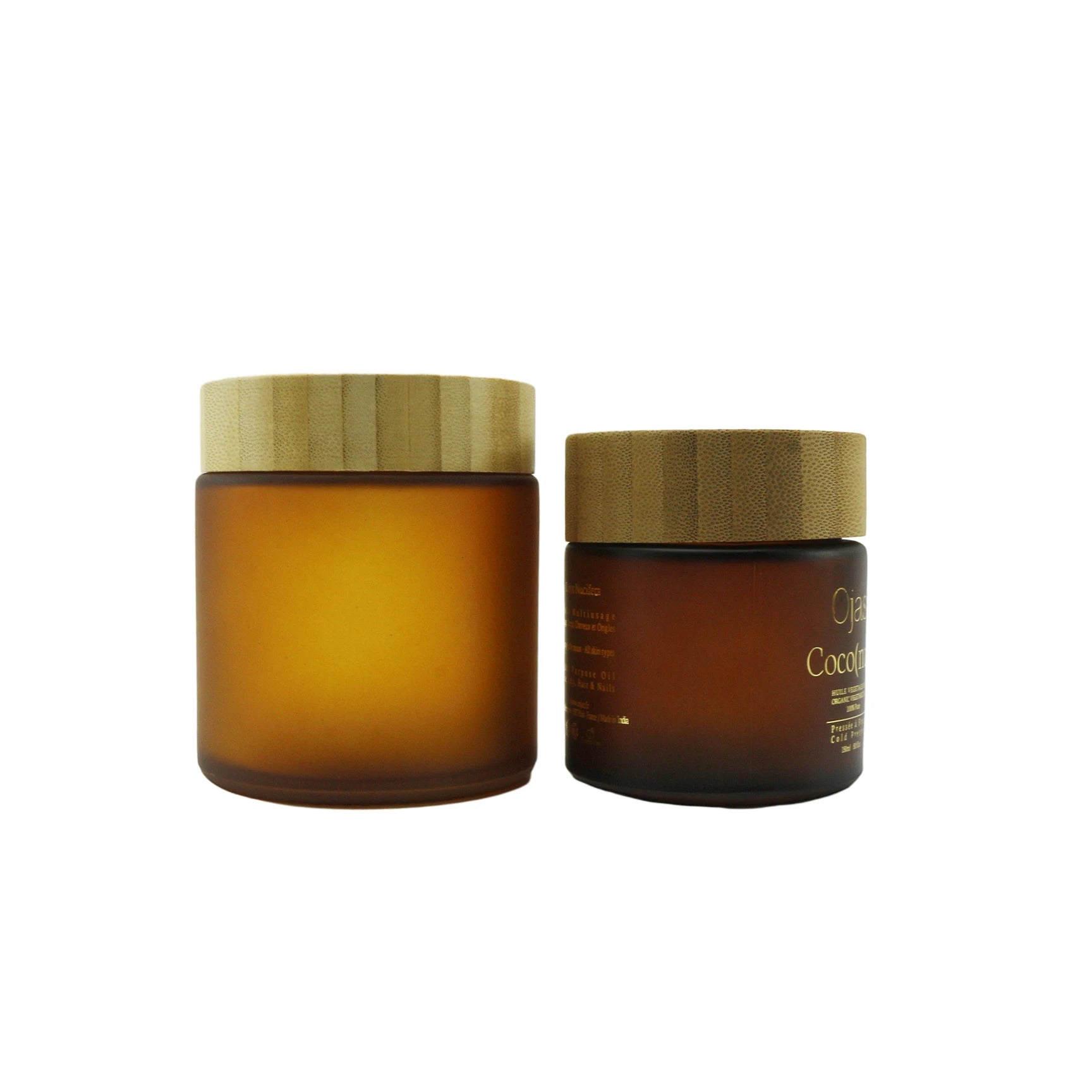 Frosted Amber Cream Jar with Bamboo Lid Face Cream Jar Empty Glass Cosmetic Packaging Jar - 图片 6