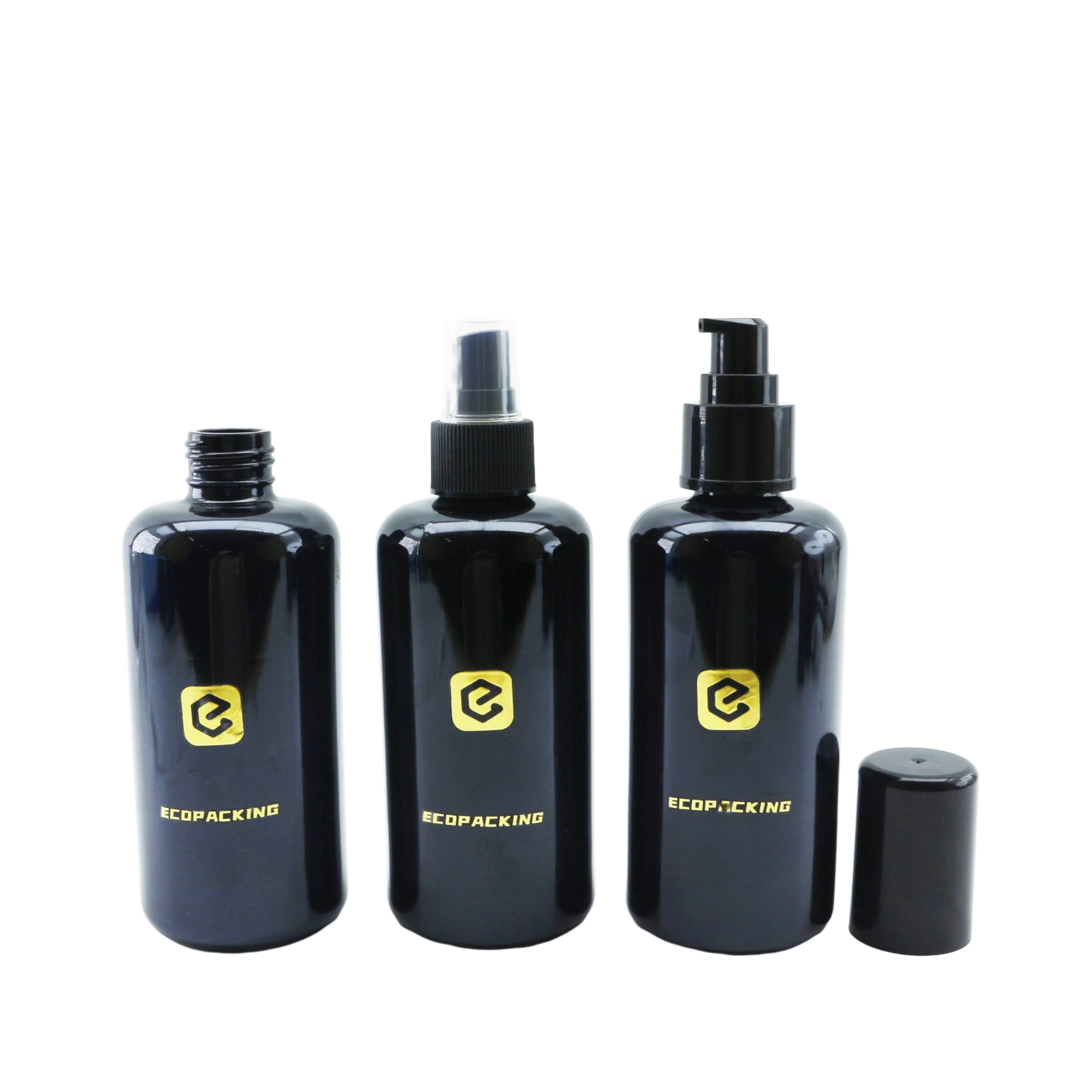 Luxury Essential Oil Cosmetic Uv Black Dark Violet Glass Dropper Spray Pump Bottle for Skin Care 30ml 50ml 100ml 200ml - 图片 6