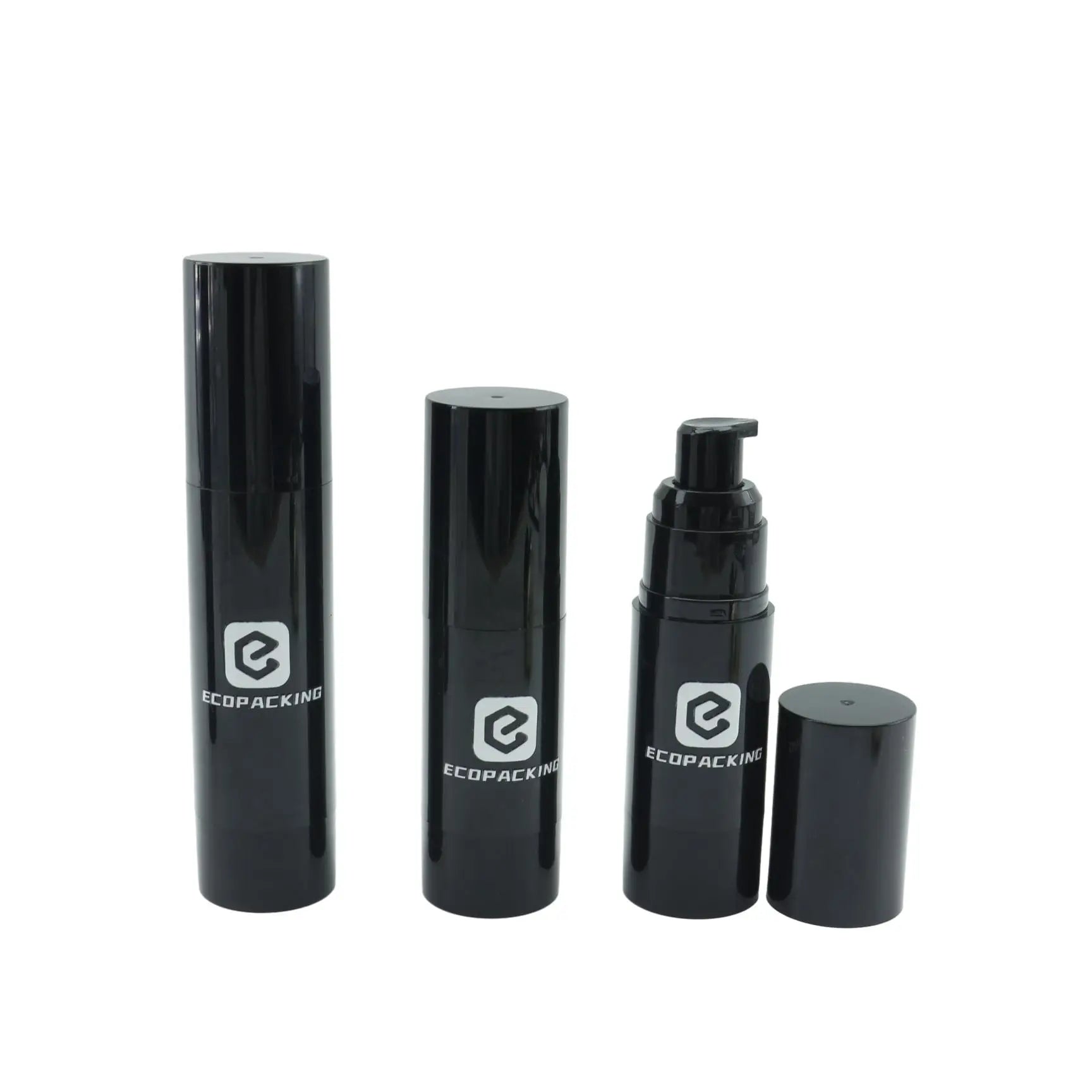 15ml 30ml 50ml Black Cosmetic Lotion Refillable Airless Pump Bottle Luxury Plastic Black Airless Pump Bottle