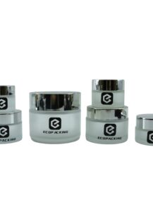 Empty 15ml 20ml 30ml 50ml 100ml 200ml clear Frosted Glass Face Cream Jar with Silver Lid for Skincare Packing