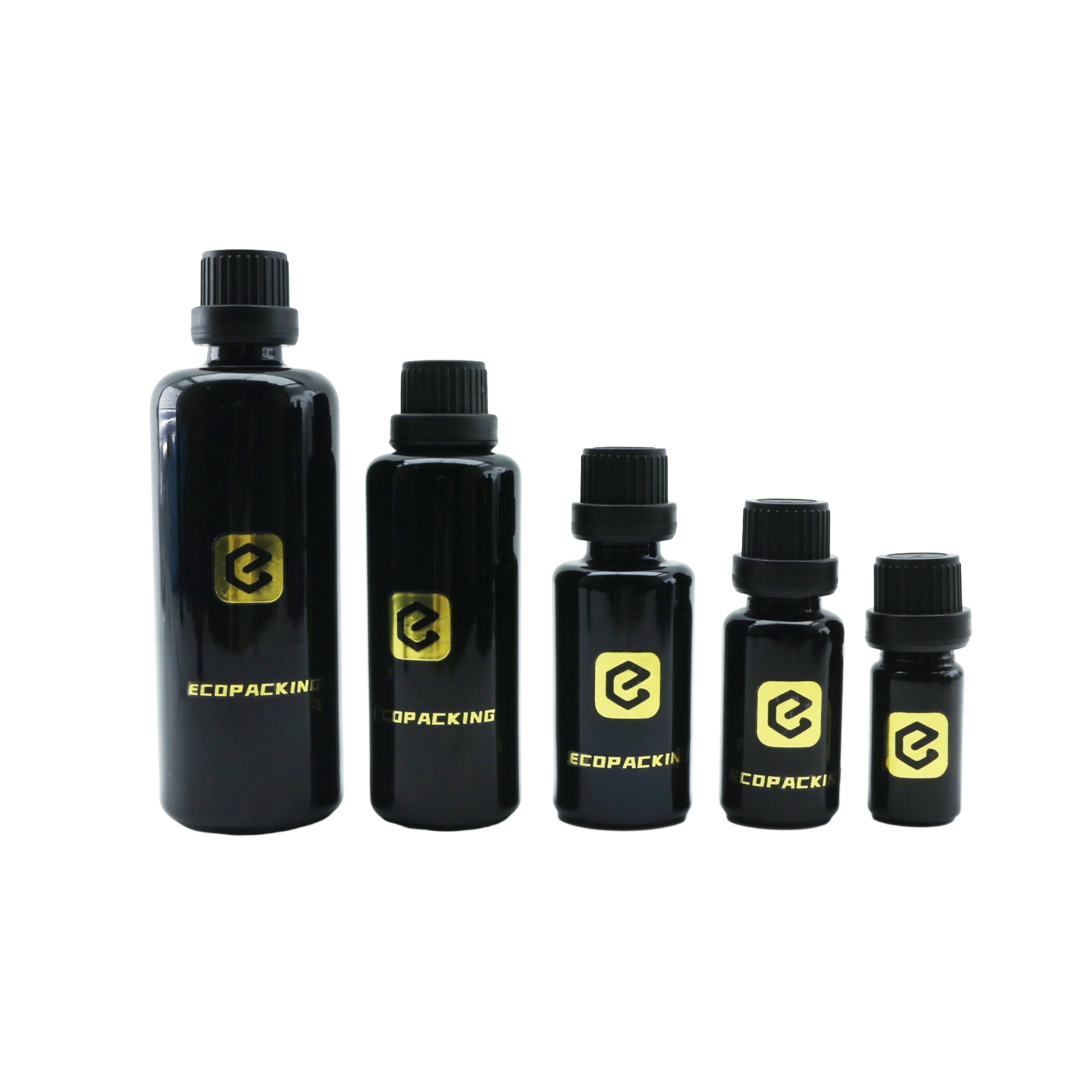 5ml 10ml 15ml 20ml 30ml 50ml 100ml 200ml Black UV Dark Violet Glass Bottle Cosmetic Lotion Essential Oil Dropper Bottle - 图片 4