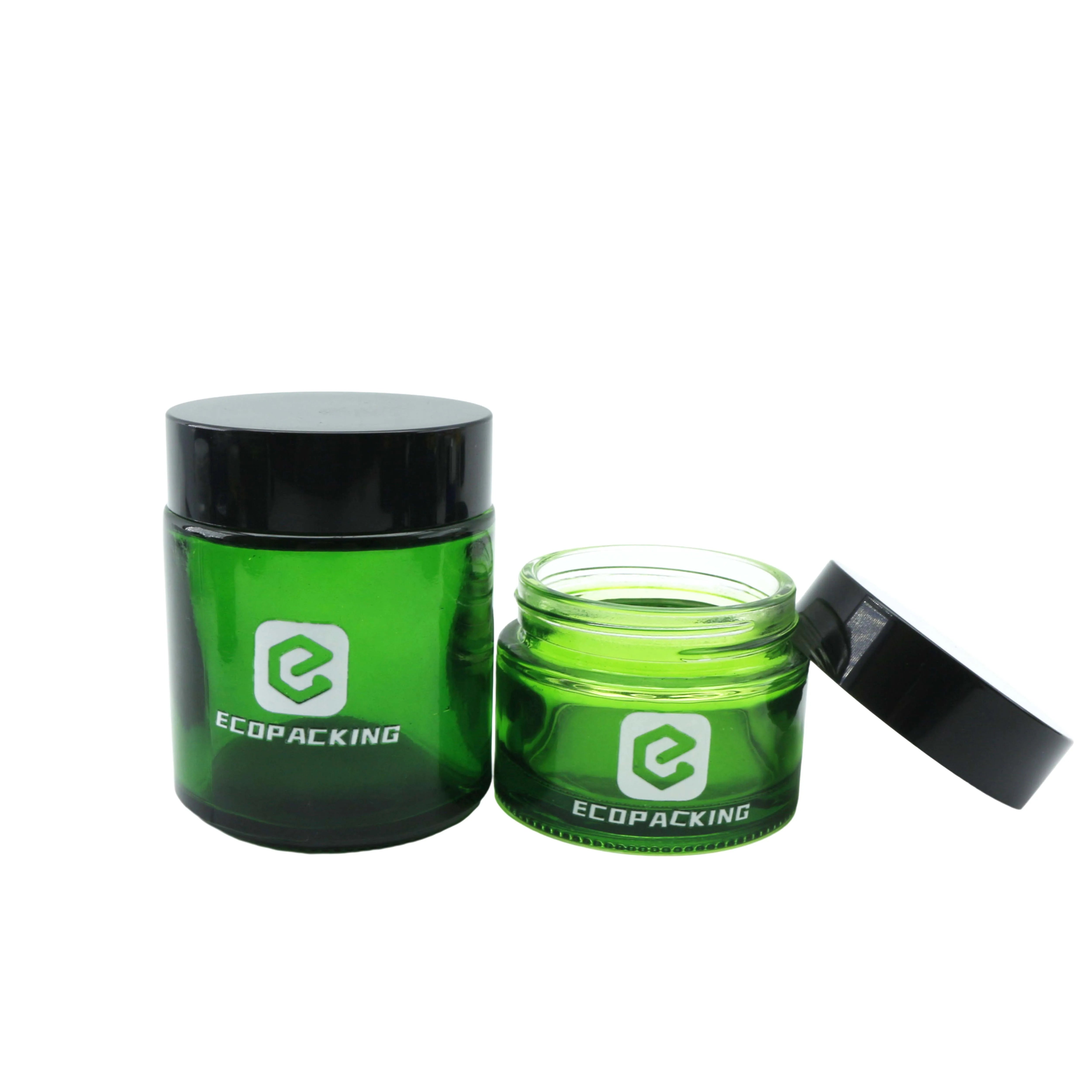 Eco Green Glass Round Cream Jar with Screw Cap for Skincare Mascara & Eye Drops-20g/30g/50g Empty Jars - 图片 4