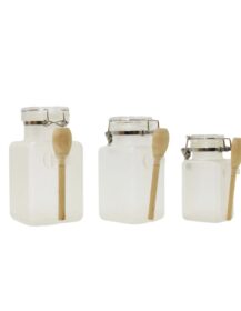 Empty Matte Square100ml 200ml 300ml Plastic Bath Salt Bottle With Wooden Spoon for Body Scrub Container