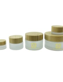 Hot Sale Luxury 5g 15g 30g 50g 100g Bamboo Cosmetic Packaging Frosted Cream Glass Jars with Bamboo Lid